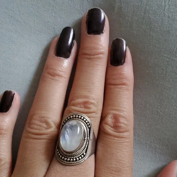 SG's Rainbow Moon Stone Ring made in India - Picture 15 of 16